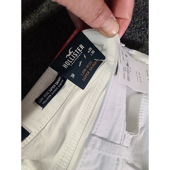 NWT NEW Hollister Women's Size 3R W26 L30  Super Skinny Stretchy Jeans White - Picture 4 of 6